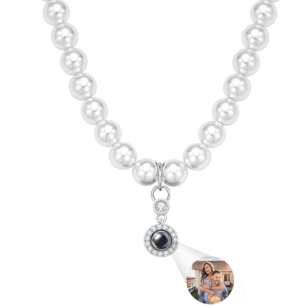 Custom Projection Necklace Romantic Pearl Swing Gift - soufeelau