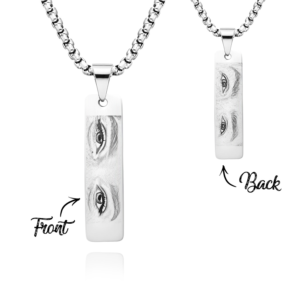 Custom Eyes Photo Necklace Double Sided Personalization Photo Eye Necklace You and Him/Her - soufeelau