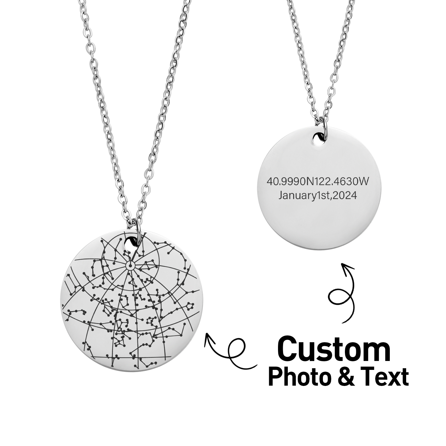 Custom Night Sky Bezel Necklace Star Map Necklace Gift for Her Anniversary Gift - soufeelau