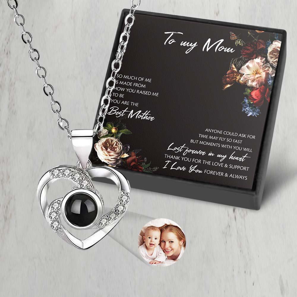 Custom Projection Necklace Elegant Heart Photo Necklace Gift for Mom Best Mother's Day Gift - soufeelau