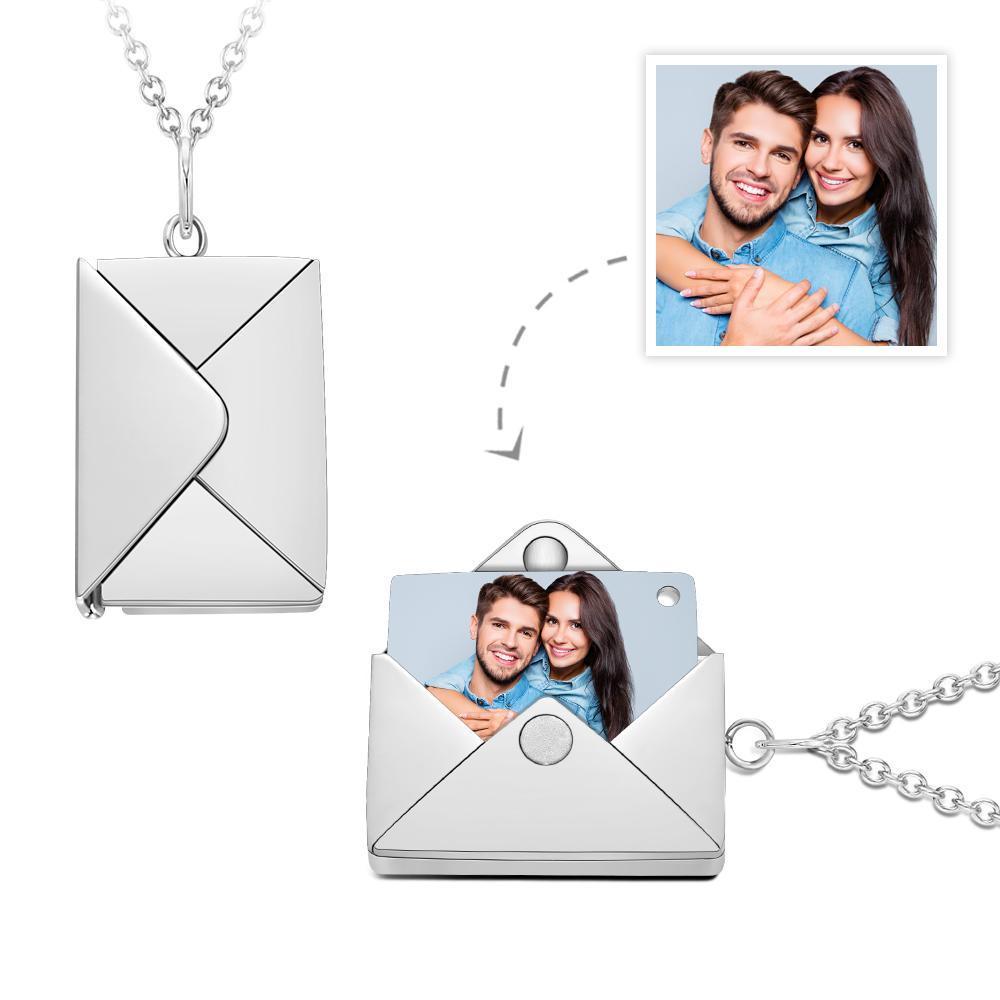 Custom Photo Necklace Engraved Text Jewelry and Key Chains Envelope Letter Secret Message Creative Gifts for Valentines' Day - soufeelau