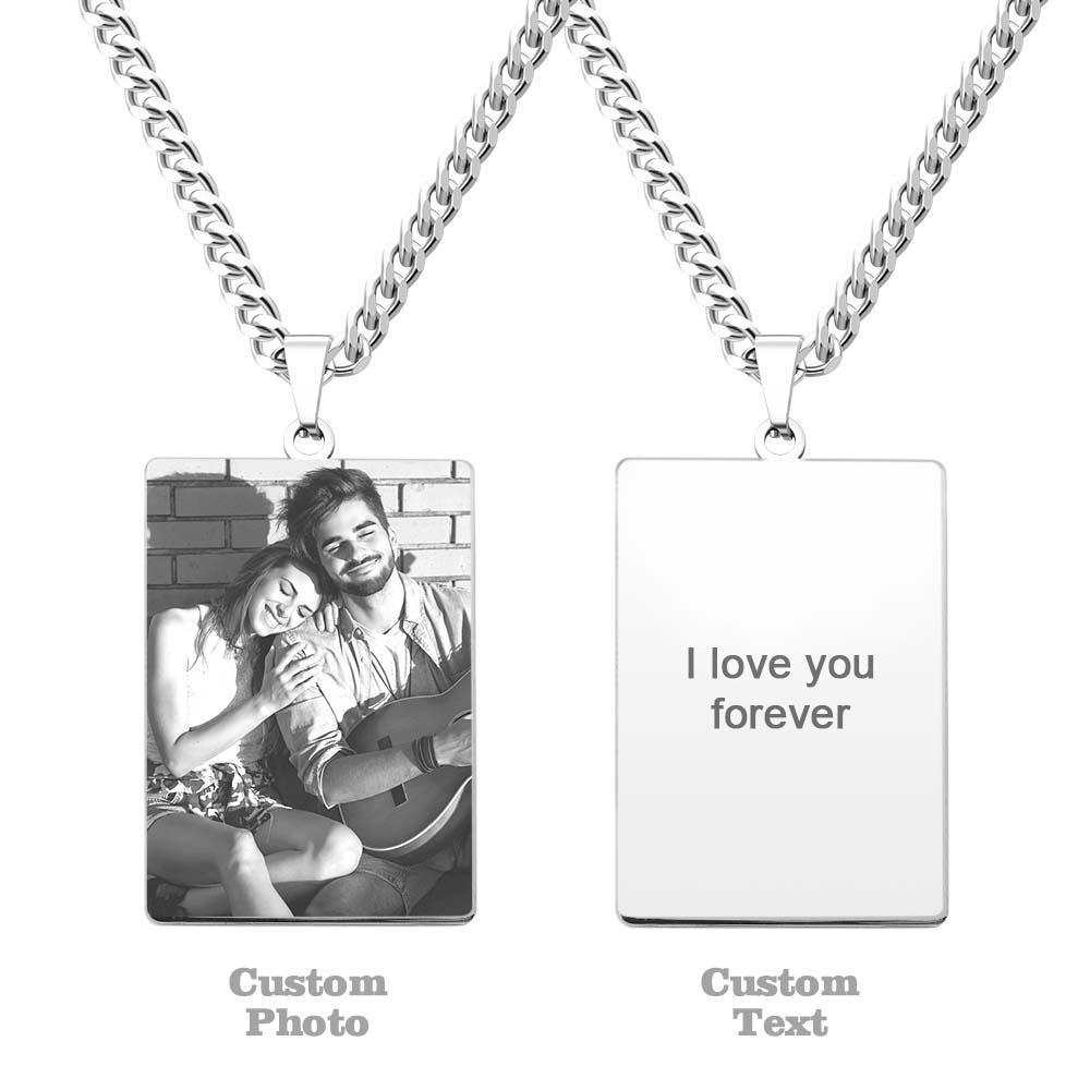 Engraved Photo Necklaces with Your Picture Dog Tag Pendant Multiple Shapes Available Best Gift for Men - soufeelau