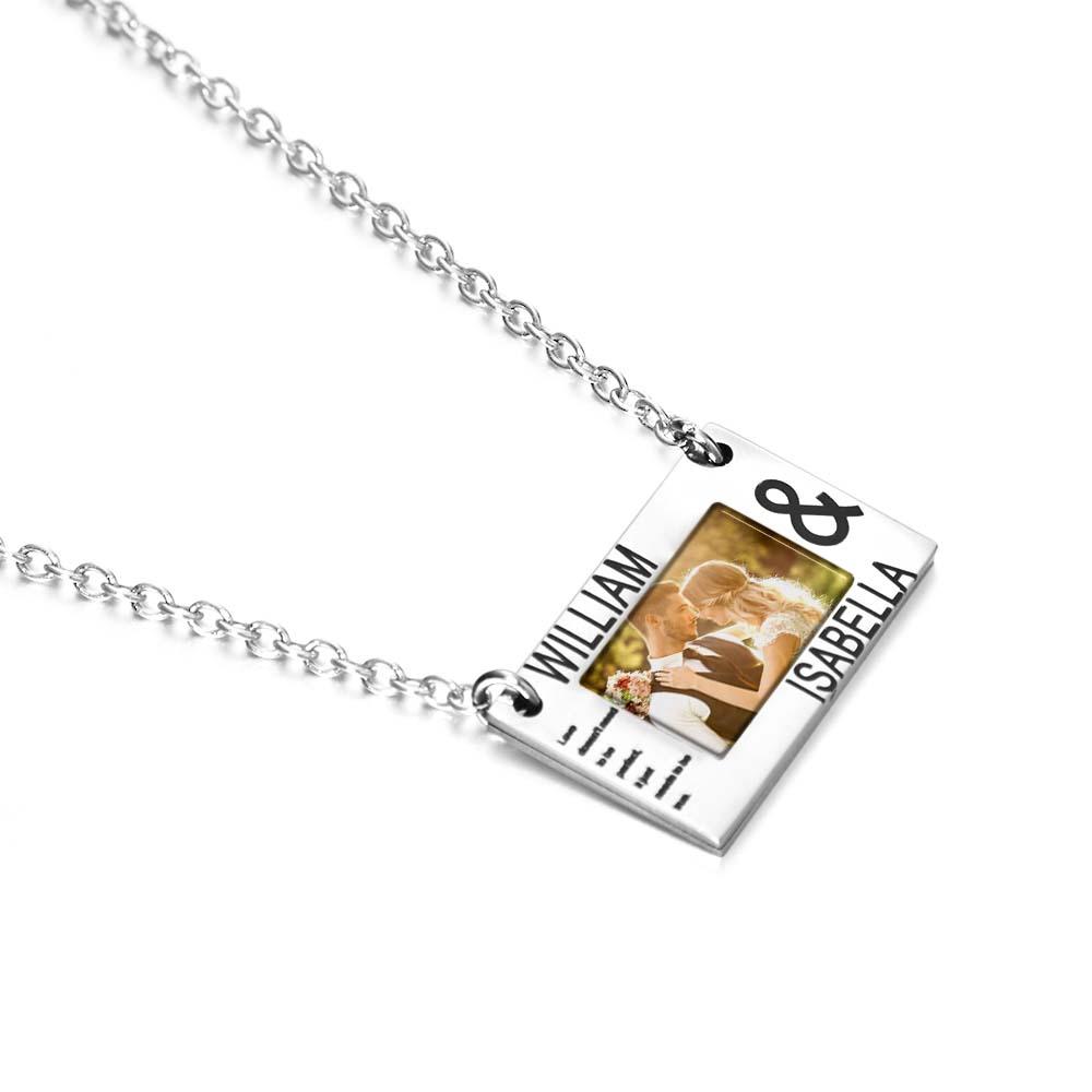 Personalized Carve Words and Photos Necklace Gift Creative Romance Gift for Valentine Lovers Family Festival Necklace - soufeelau