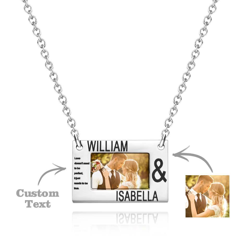 Personalized Carve Words and Photos Necklace Gift Creative Romance Gift for Valentine Lovers Family Festival Necklace - soufeelau
