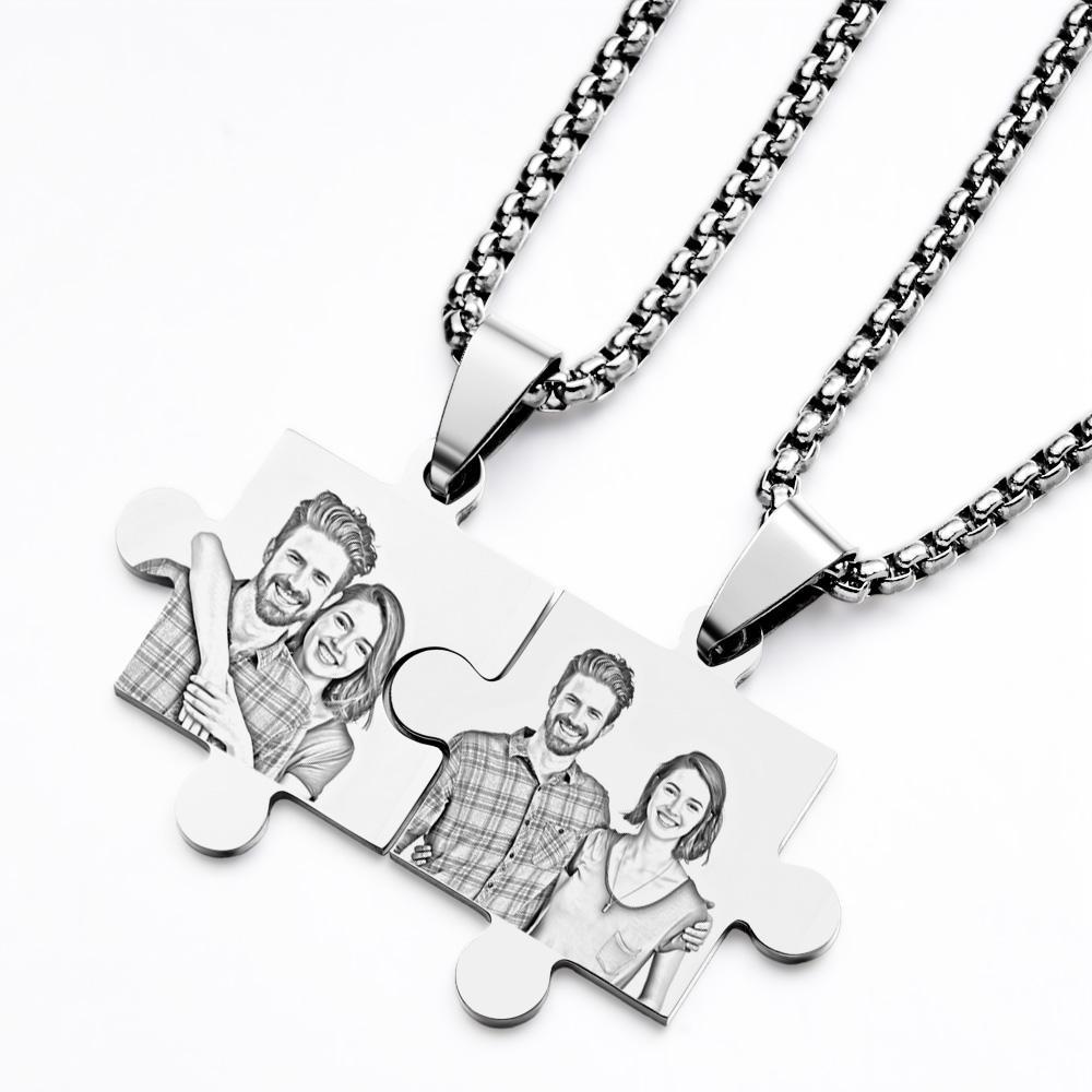 Together Forever Puzzle Necklace Couples Set Calendar Necklace Save The Date Gift for Him and Her - soufeelau