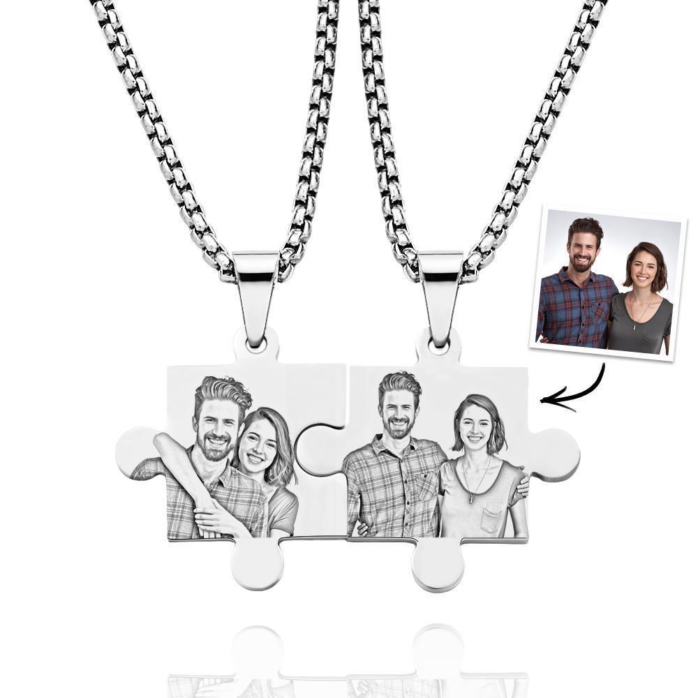 Together Forever Puzzle Necklace Couples Set Calendar Necklace Save The Date Gift for Him and Her - soufeelau