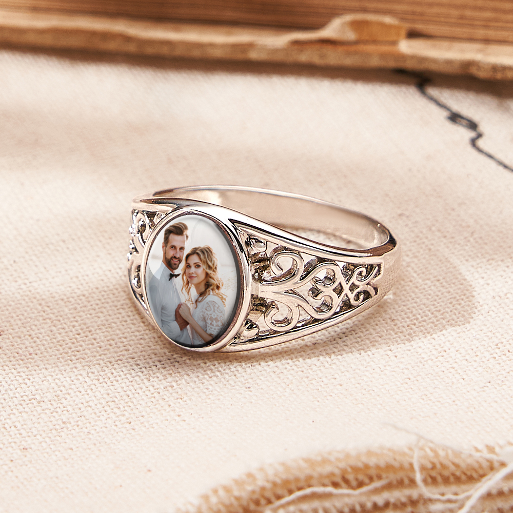 Custom Cutout Photo Rings Personalized Photo Jewelry Valentine's Day Gifts for Couple - soufeelau