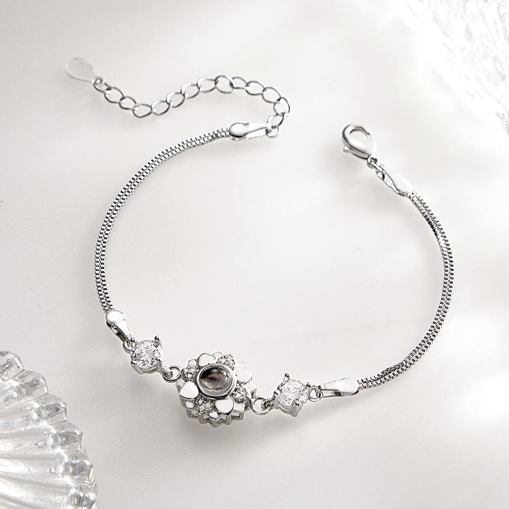 Custom Photo Projection Bracelet Flower Romantic Commemorate Gifts for Girlfriend - soufeelau