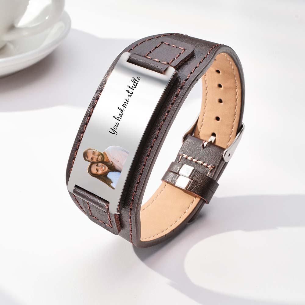 Custom Engraved Bracelet Simple Leather Gifts for Men - soufeelau