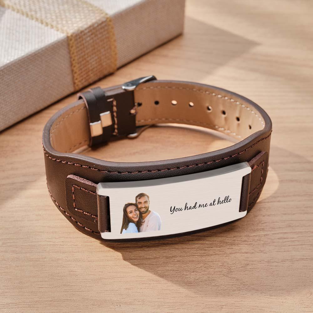 Custom Engraved Bracelet Simple Leather Gifts for Men - soufeelau