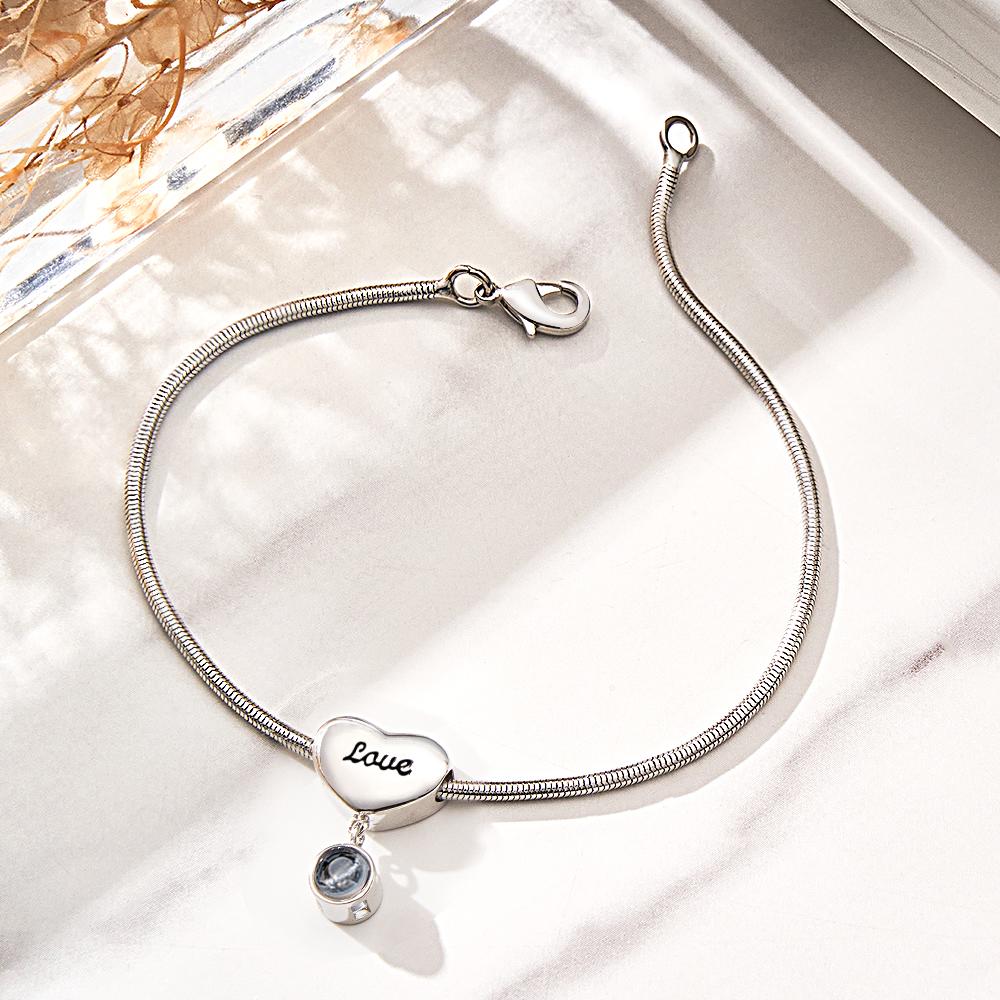 Custom Projection Bracelet Engraved Heart Gift for Her - soufeelau