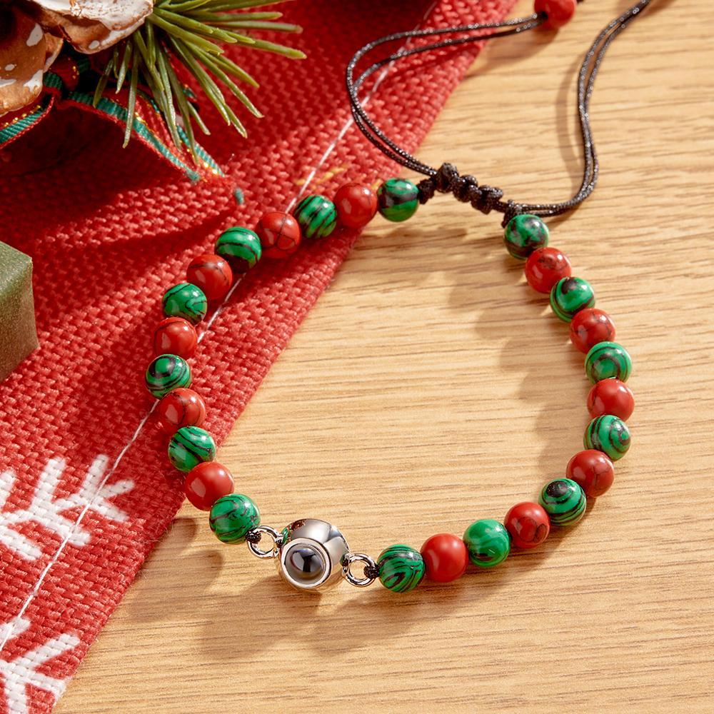 Custom Projection Bracelet Colorful Beads Unique Christmas Couple Gift - soufeelau