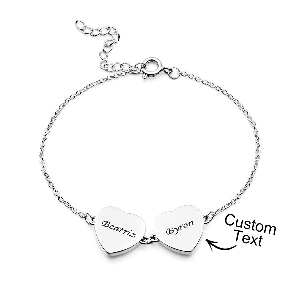 Custom Photos Bracelet Two Hearts Connection Bracelet For Couples - soufeelau