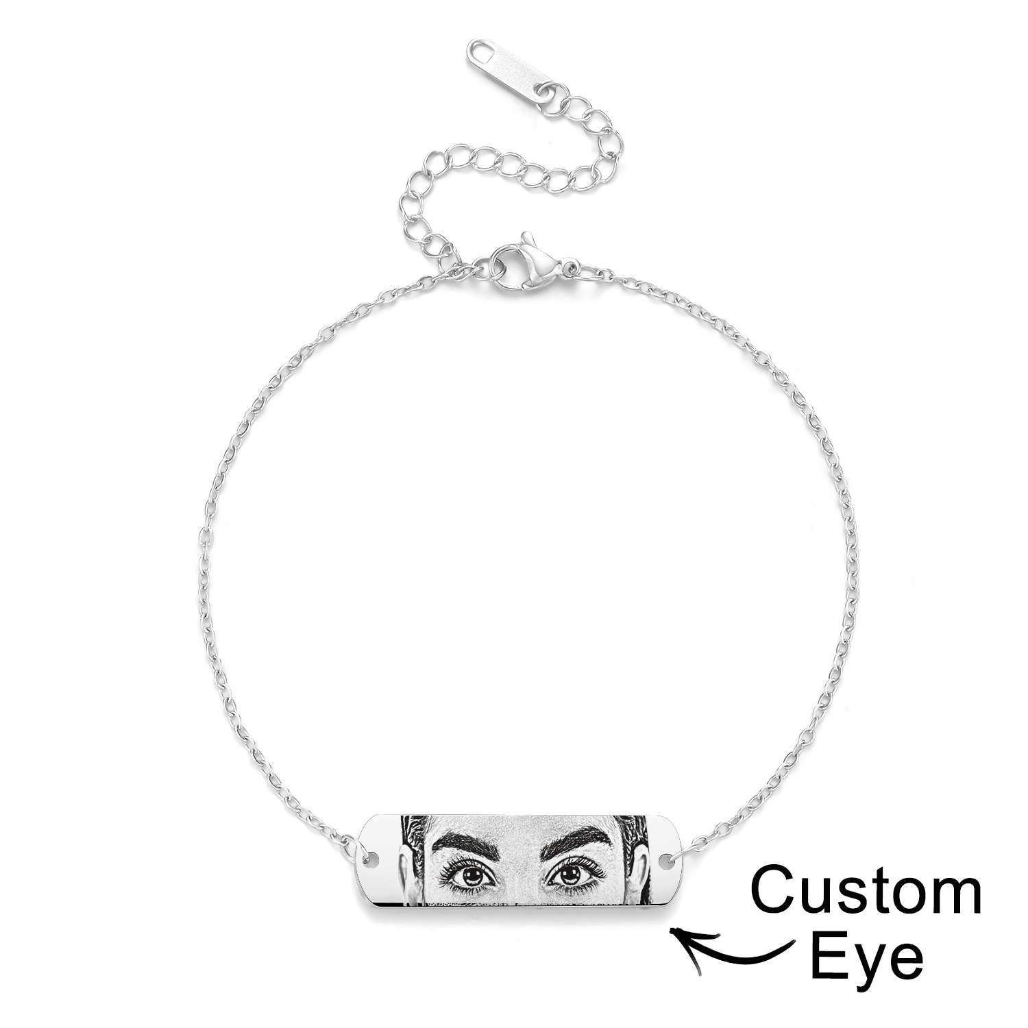 Custom Photo Bracelet Eyes Bracelet Bar Bracelet Gifts for Her - soufeelau