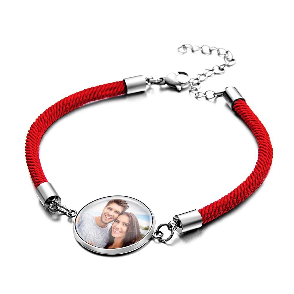 Portrait Commemorative Bracelet Personalized Custom Photo on Front Couples Photo Bracelet Gift for Him Family Friends - soufeelau