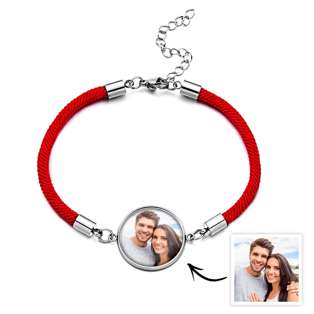 Portrait Commemorative Bracelet Personalized Custom Photo on Front Couples Photo Bracelet Gift for Him Family Friends - soufeelau