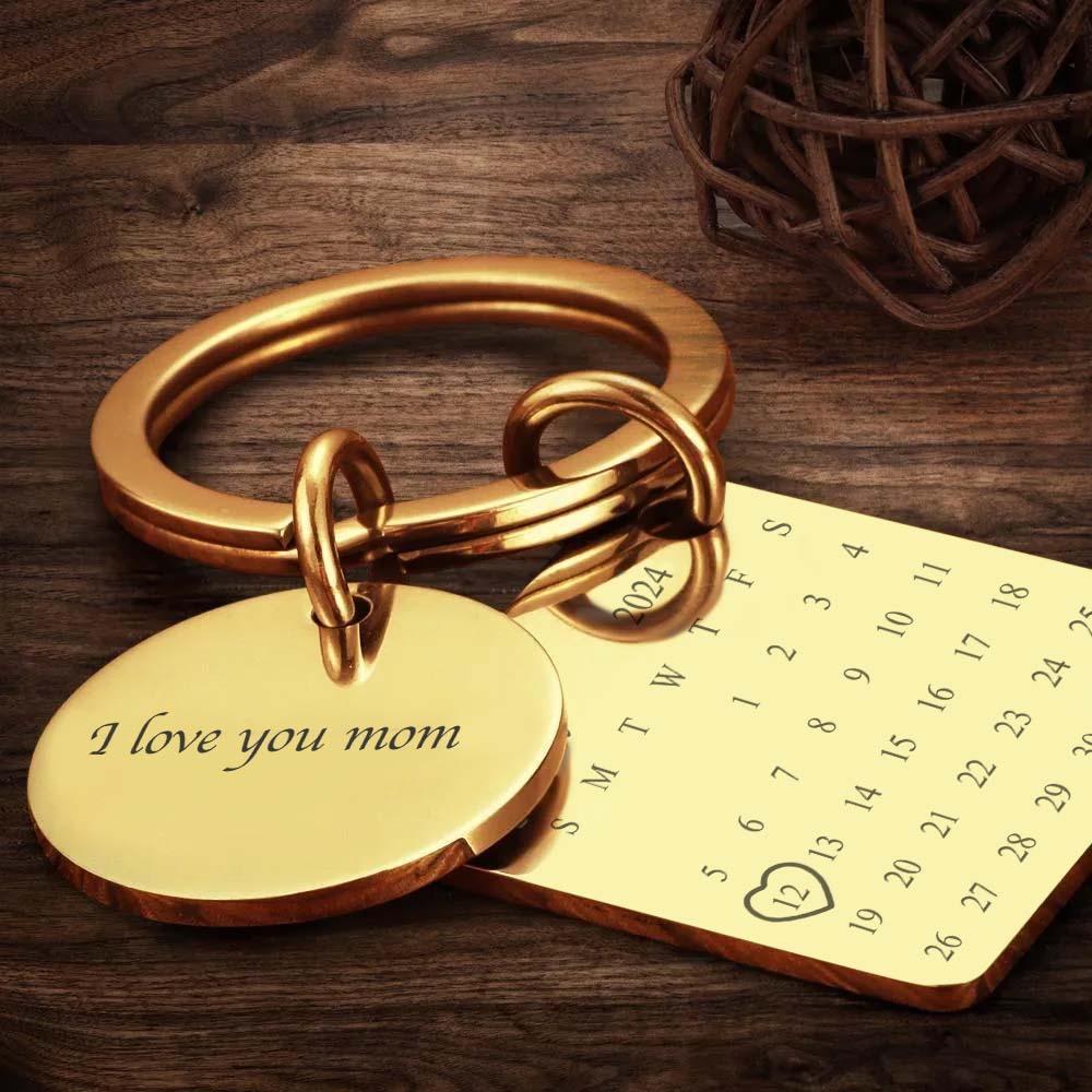 Custom Photo Keychain Engraved Calendar Keychain Gift for Mother - soufeelau
