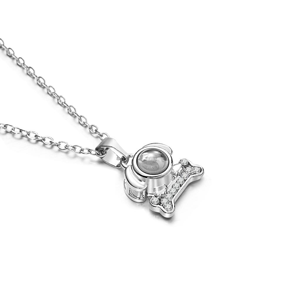 Custom Photo Projection Lovely Dog Bone Necklace Trendy Gift for Pet Lover - soufeelau