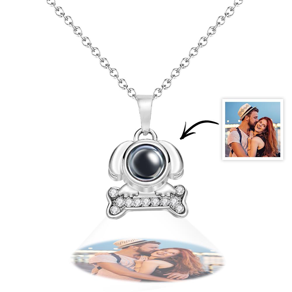 Custom Photo Projection Lovely Dog Bone Necklace Trendy Gift for Pet Lover - soufeelau