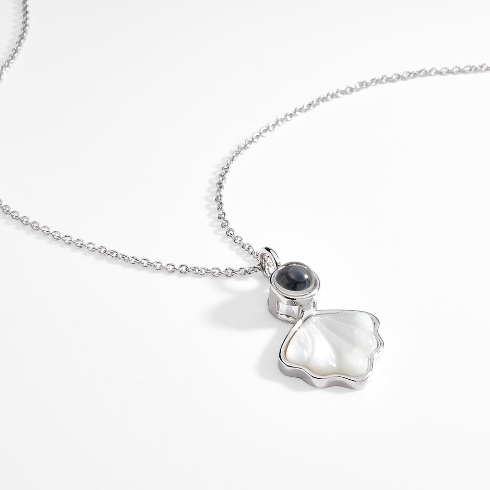 Seashell Projection Necklace Personalized Picture Inside Pendant Minimalist Pet Memorial Jewelry Trendy Best Friend Gift - soufeelau