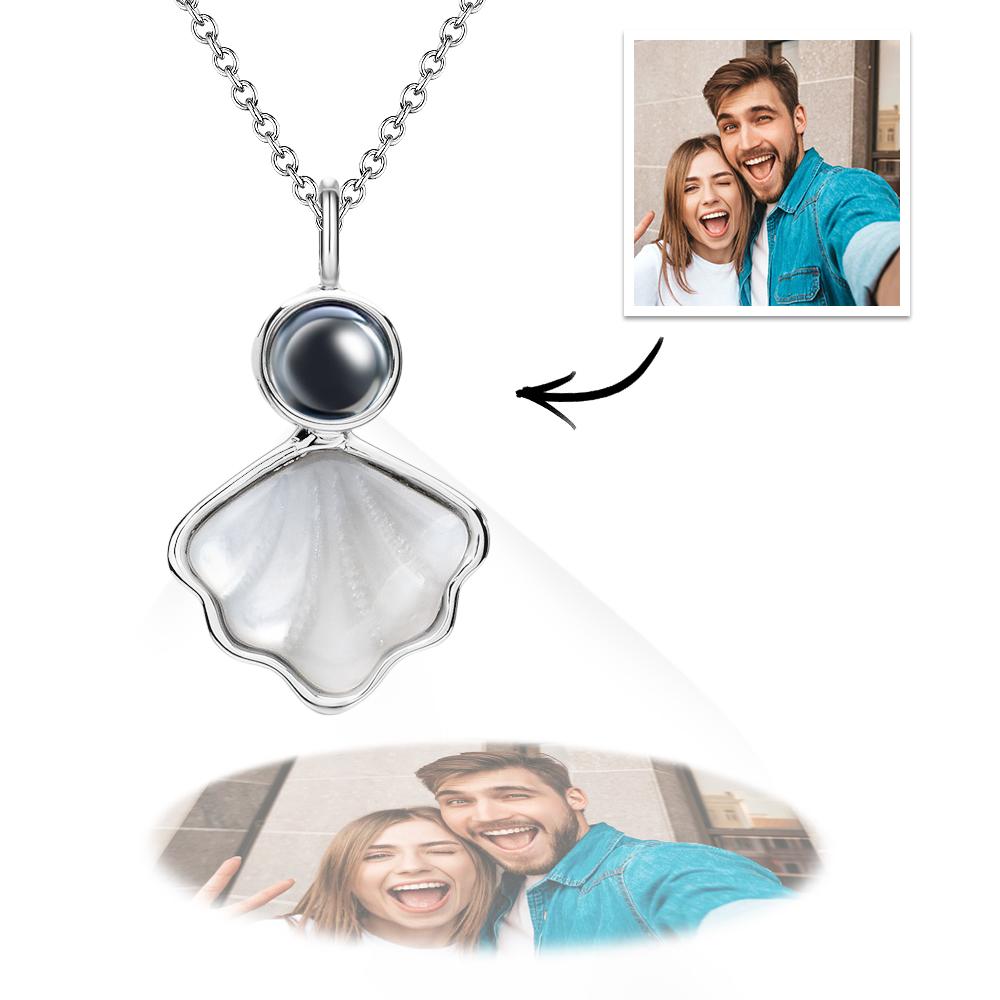Seashell Projection Necklace Personalized Picture Inside Pendant Minimalist Pet Memorial Jewelry Trendy Best Friend Gift - soufeelau