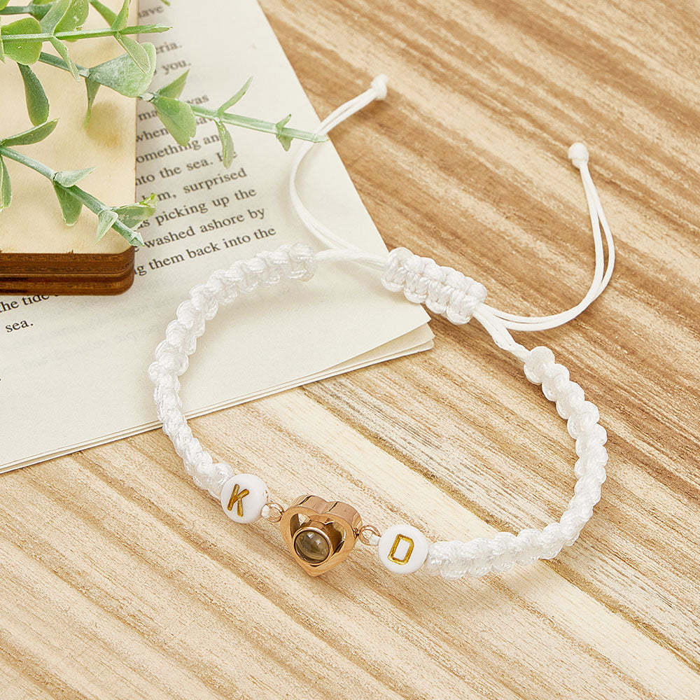 Personalized Braided Photo Projection Bracelet Fishtail Rope Couple's Bracelet Gifts for Lover - soufeelau