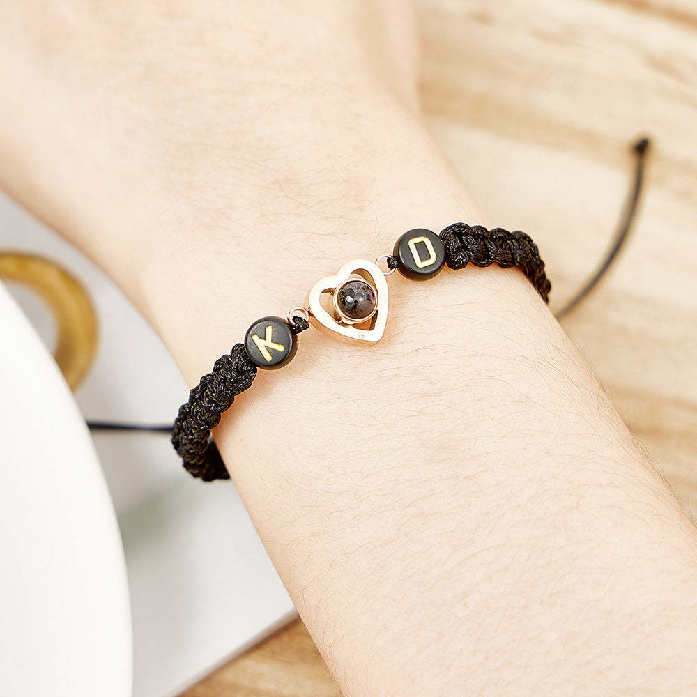 Personalized Braided Photo Projection Bracelet Fishtail Rope Couple's Bracelet Gifts for Lover - soufeelau