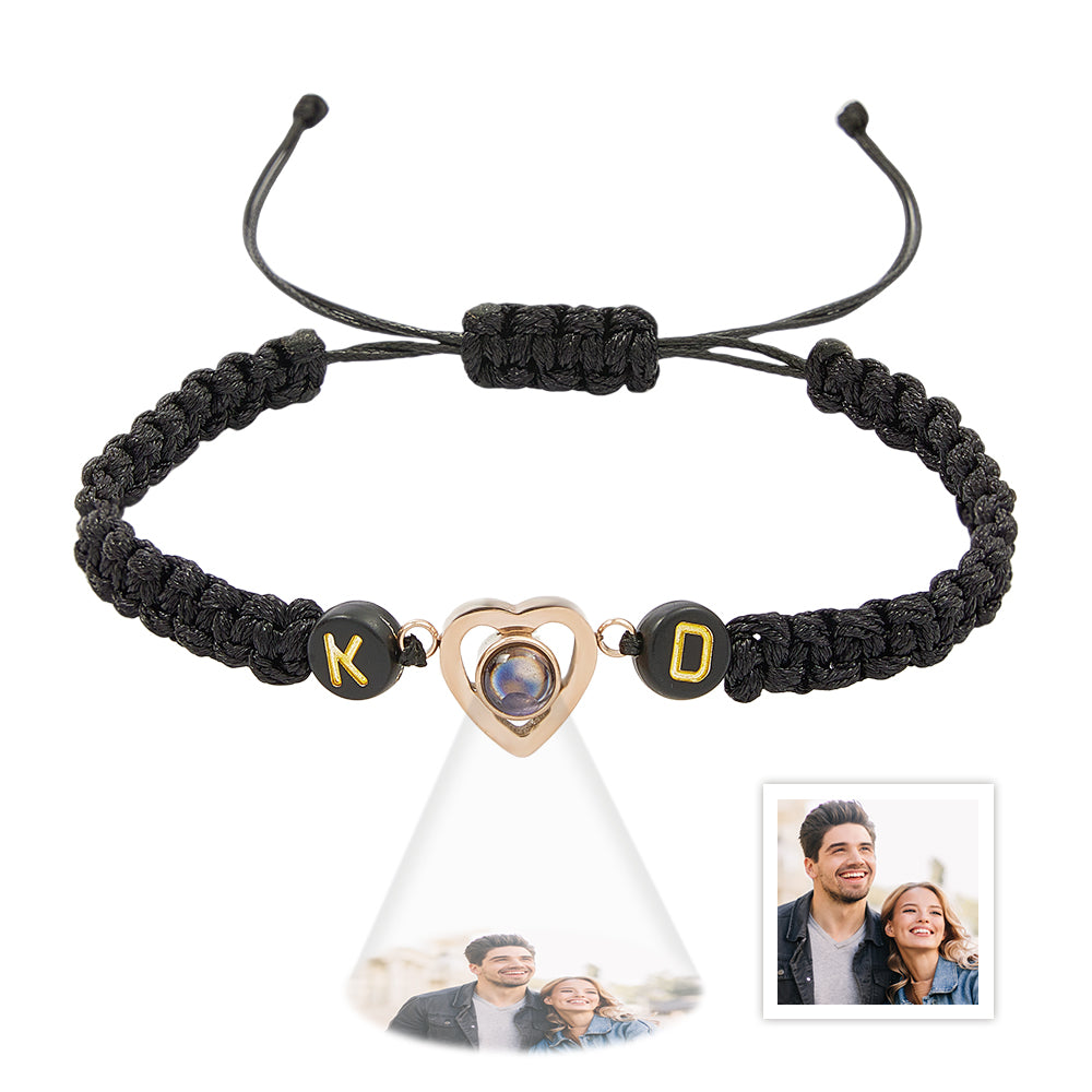 Personalized Braided Photo Projection Bracelet Fishtail Rope Couple's Bracelet Gifts for Lover - soufeelau