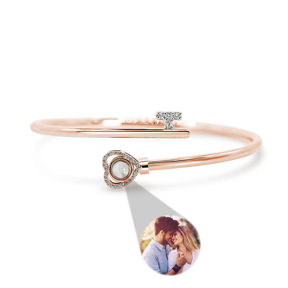 Personalized Photo Projection Bracelet Heart Adjustment Bracelet Gift for Her - soufeelau