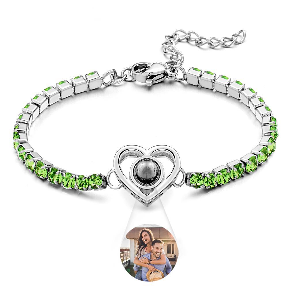 Custom Photo Projection Bracelet Fashionable All Diamonds Heart Shaped Charm Bracelet Gifts For Her - soufeelau