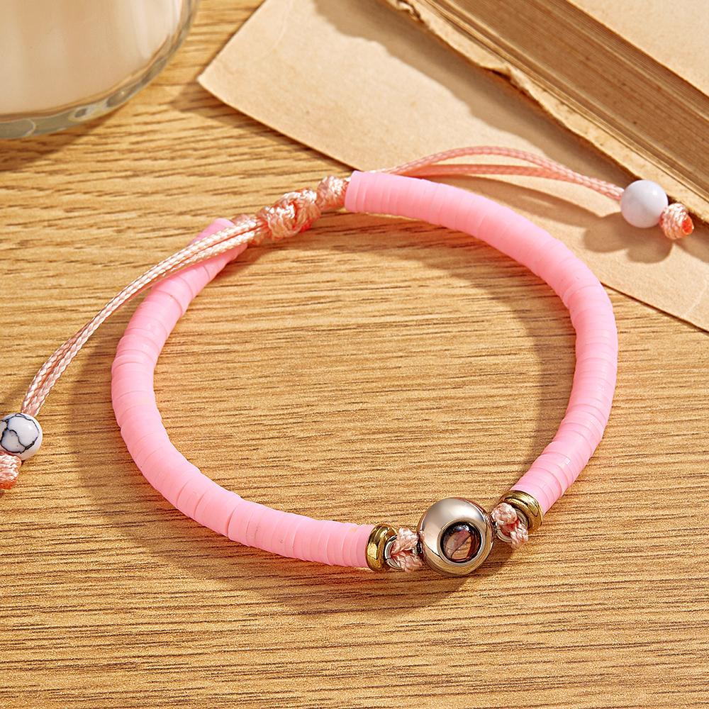 Custom Photo Projection Bracelet Pink Tender Gift for Her - soufeelau