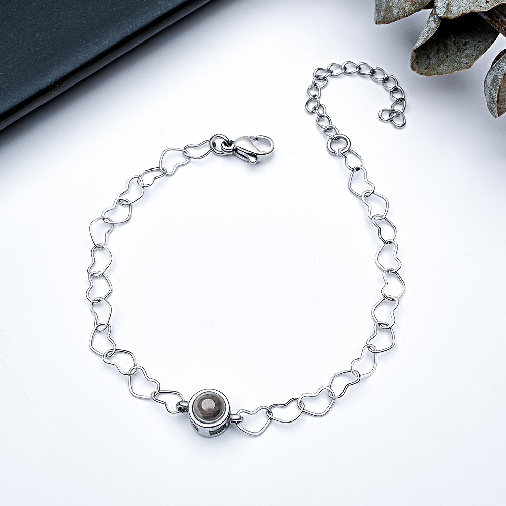 Custom Projection Bracelet Heart Chain Unique Gift for Her - soufeelau