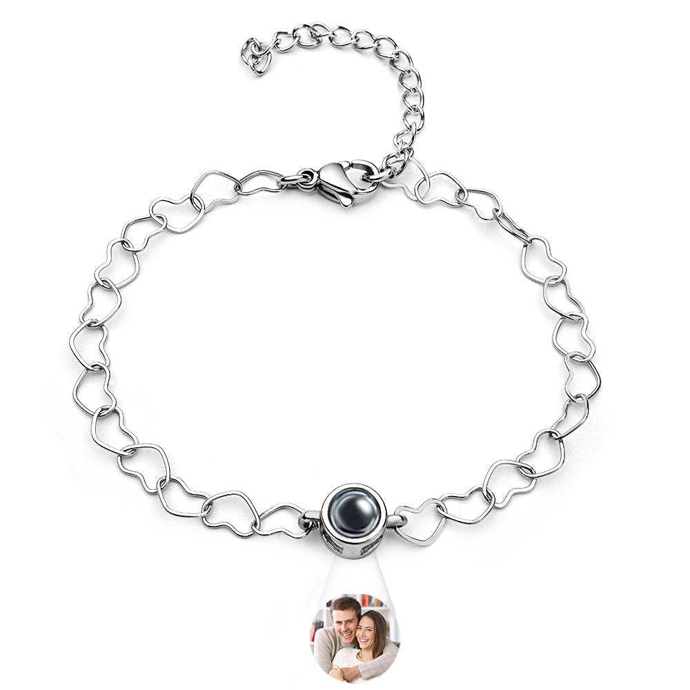 Custom Projection Bracelet Heart Chain Unique Gift for Her - soufeelau