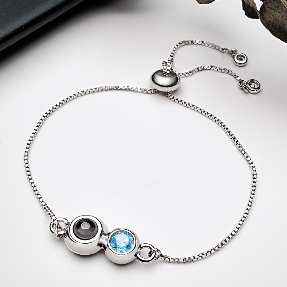 Custom Projection Birthstone Bracelet Simple Unique Gift for Her - soufeelau