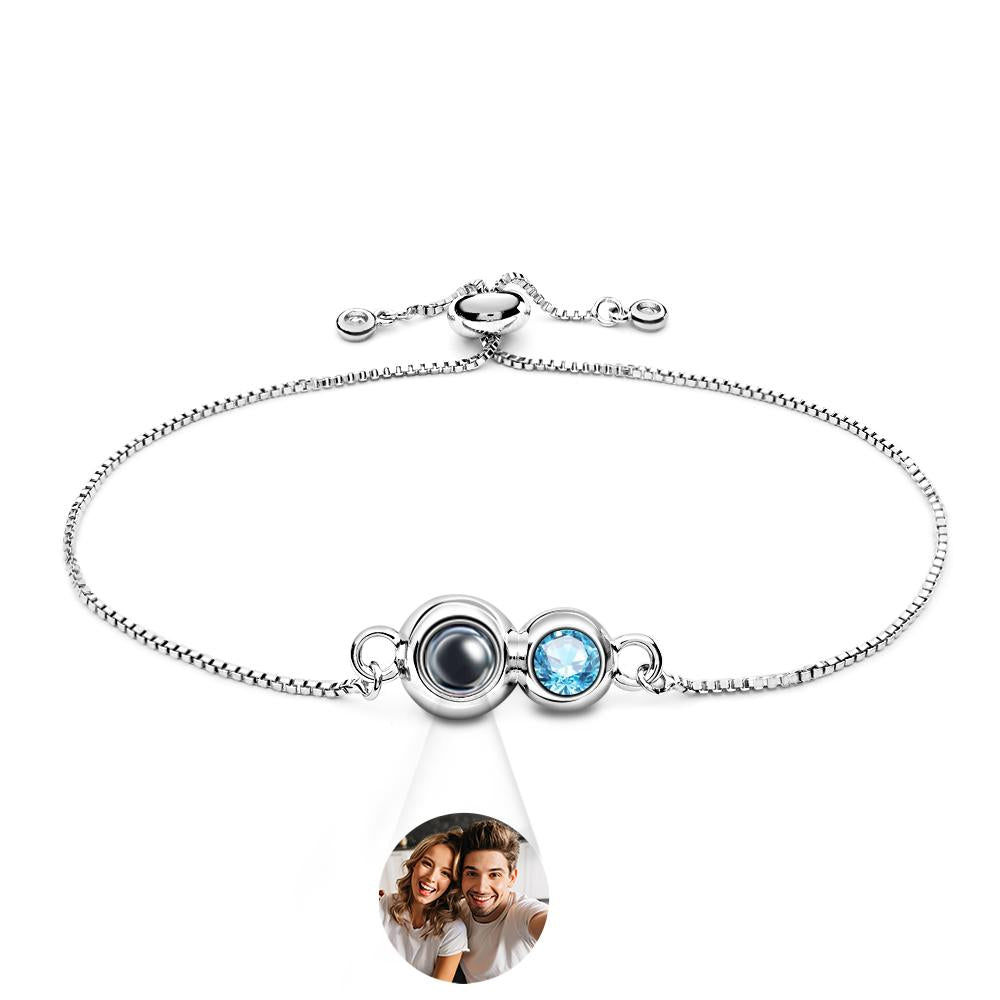 Custom Projection Birthstone Bracelet Simple Unique Gift for Her - soufeelau