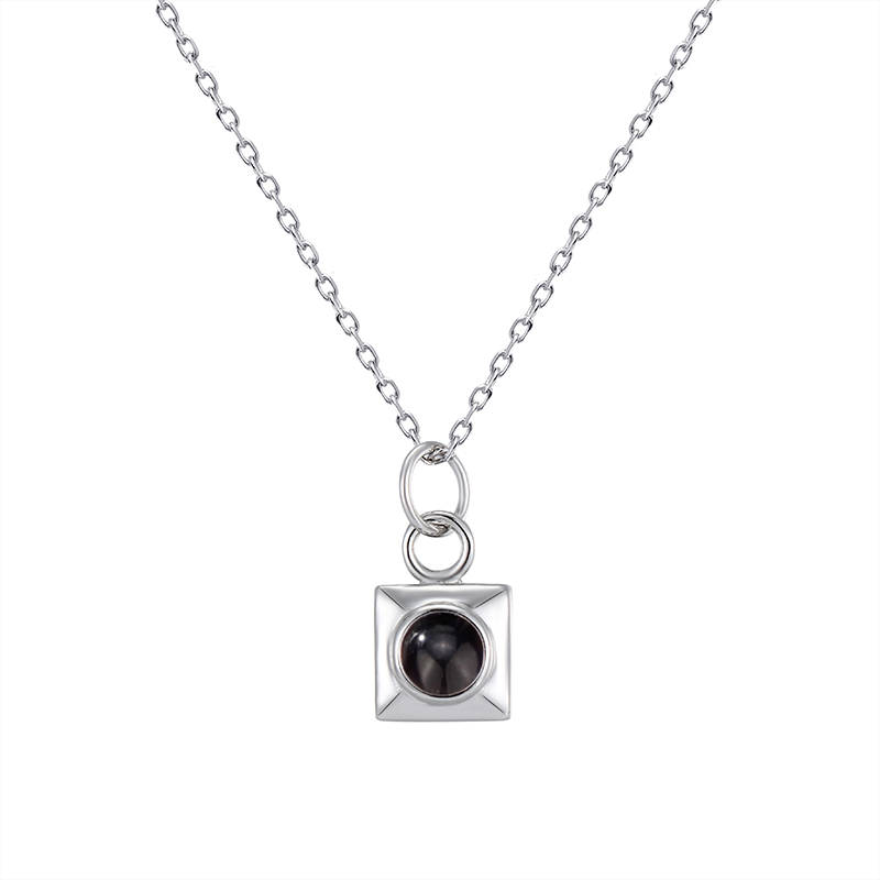 Personalized Projection Picture Necklace With Square Pendant Christmas Gift For Men - soufeelau