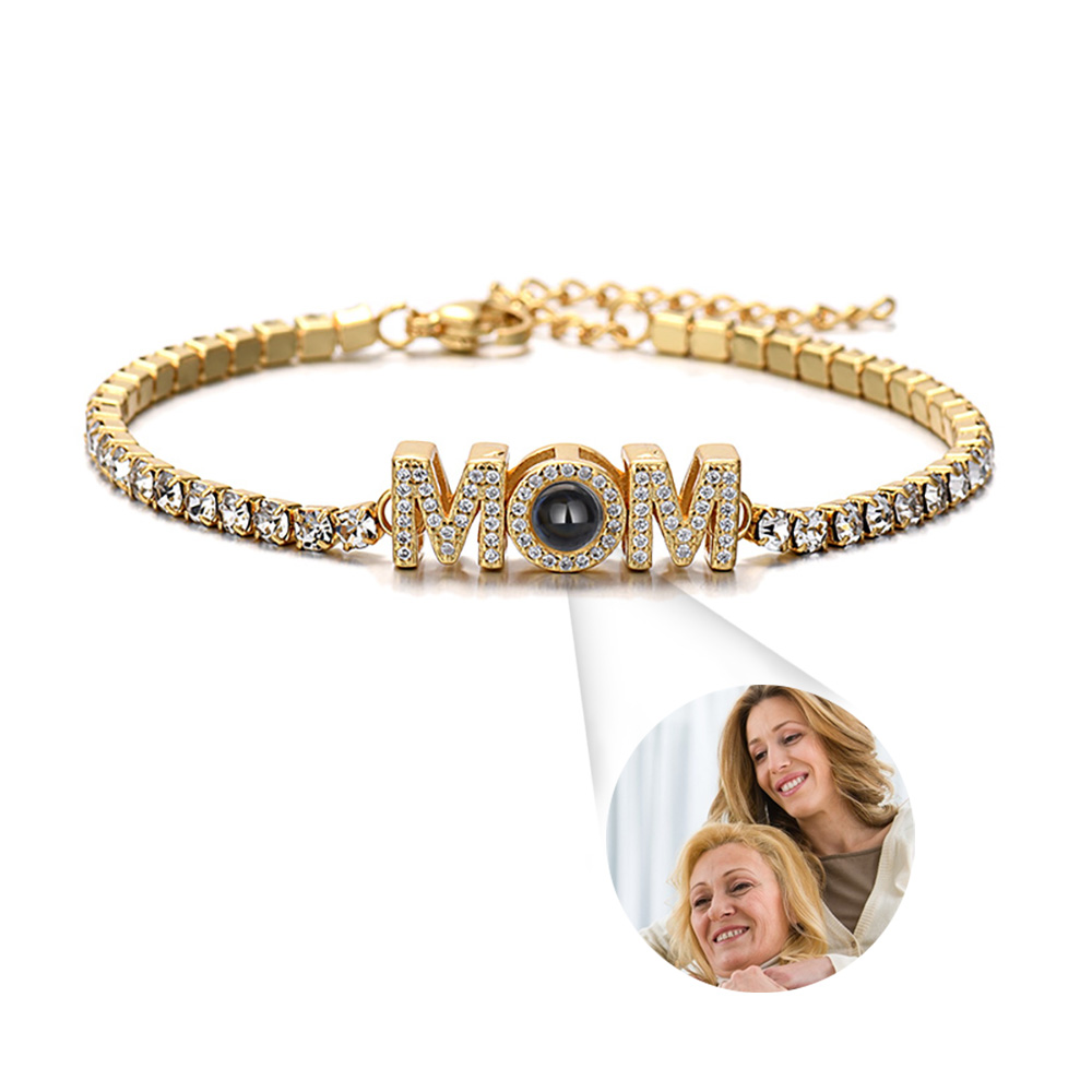 Personalized Projection MOM Tennis Bracelet Simple Diamond Mother's Day Gifts - soufeelau