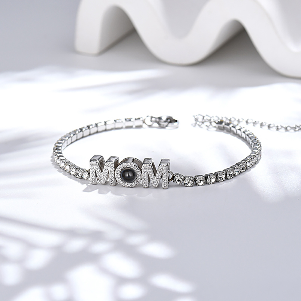 Personalized Projection MOM Tennis Bracelet Simple Diamond Mother's Day Gifts - soufeelau
