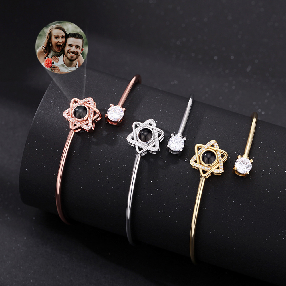 Custom Projection Bracelet Personalized Photo Lucky Clover Bracelet Jewelry Gift for Her - soufeelau