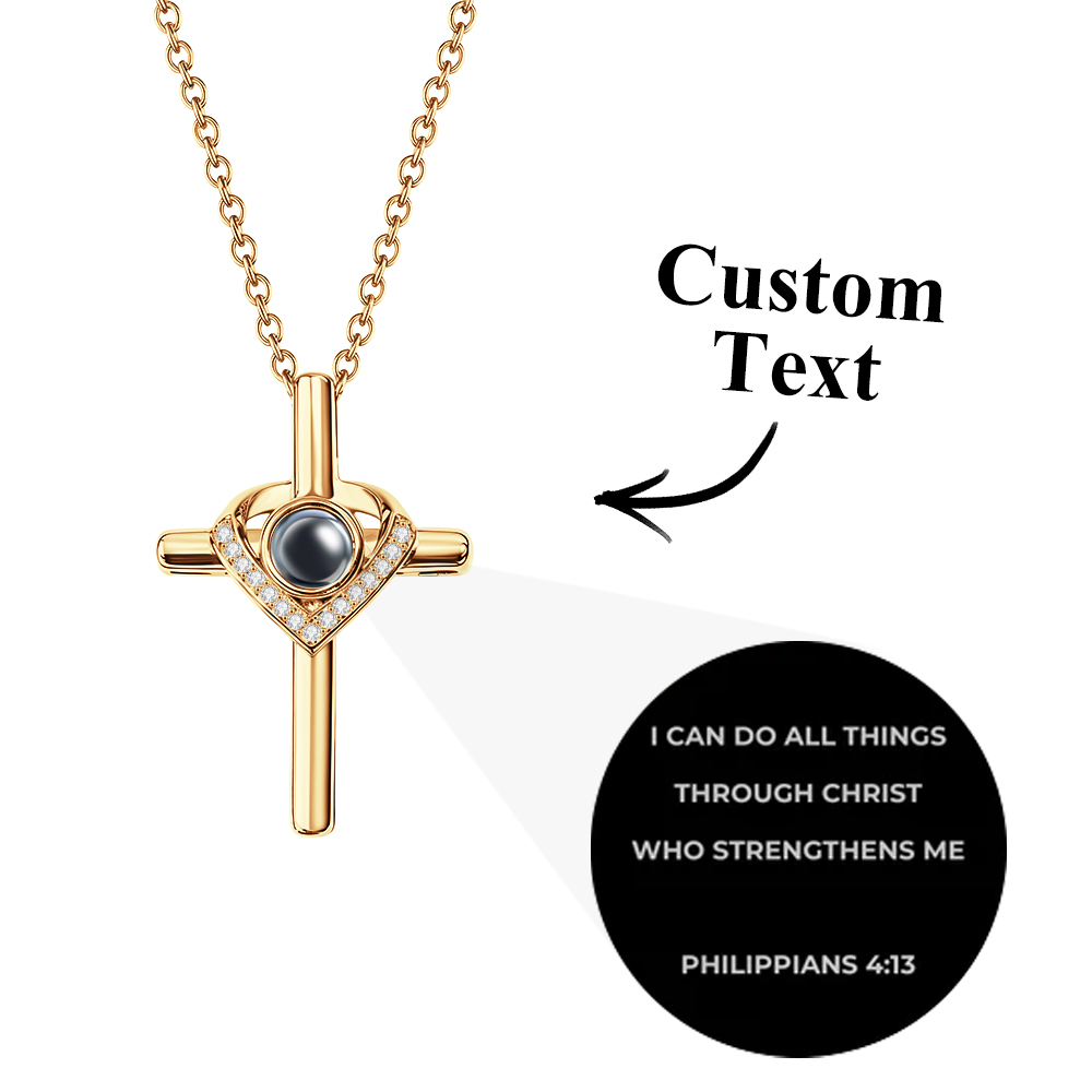Custom Bible Verse Cross Projection Necklace - soufeelau