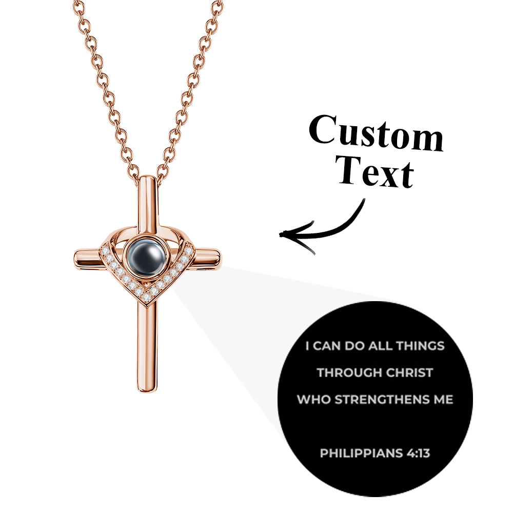 Custom Bible Verse Cross Projection Necklace - soufeelau