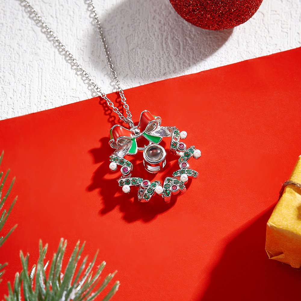 Custom Projection Necklace Christmas Wreath Necklace Gifts for Her Christmas Gifts - soufeelau