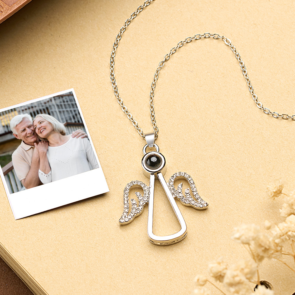 Angel Photo Necklace Personalized Projection Necklace Christmas Gifts - soufeelau