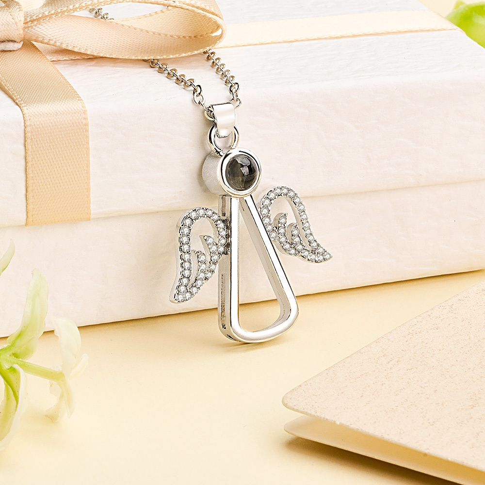 Angel Photo Necklace Personalized Projection Necklace Christmas Gifts - soufeelau