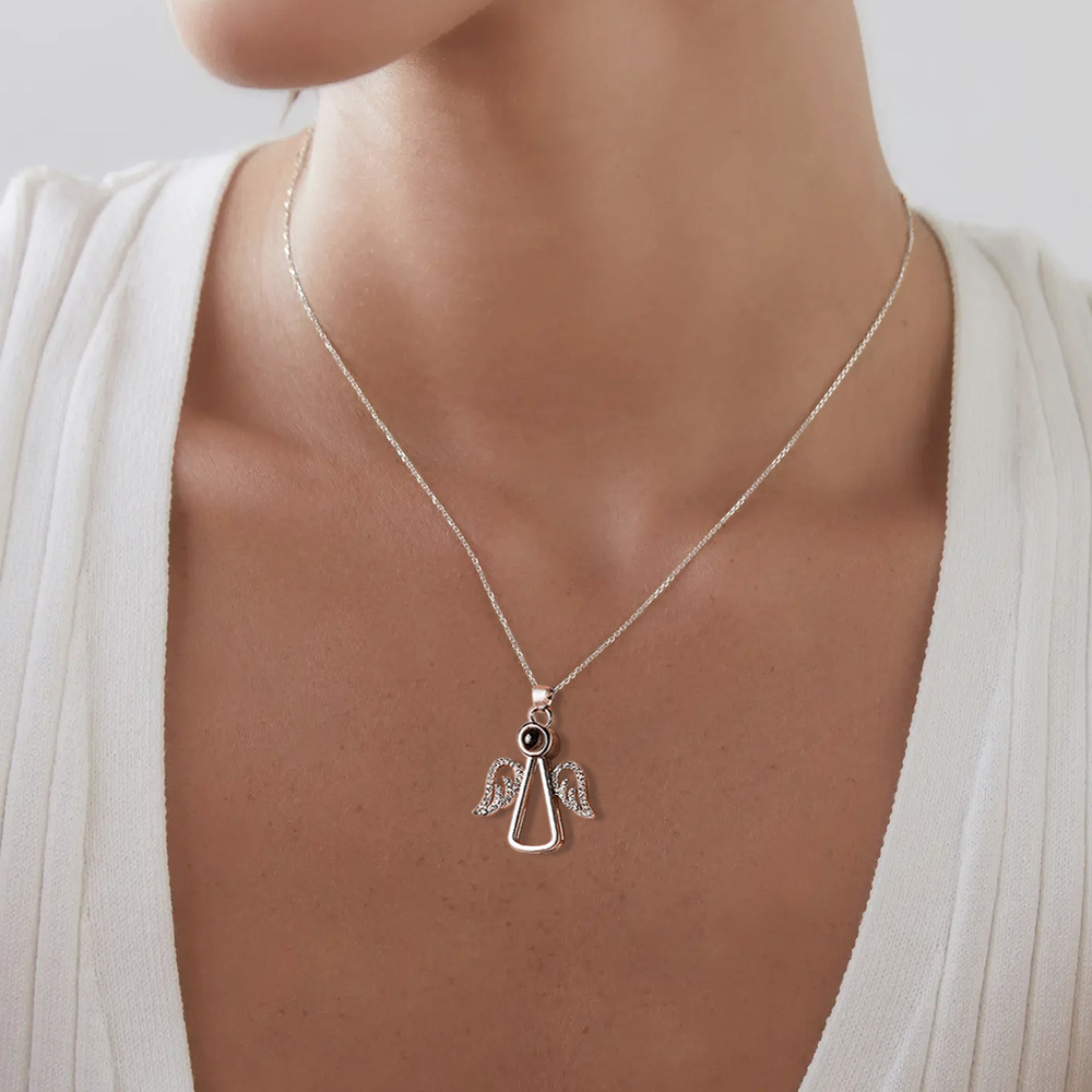 Angel Photo Necklace Personalized Projection Necklace Christmas Gifts - soufeelau