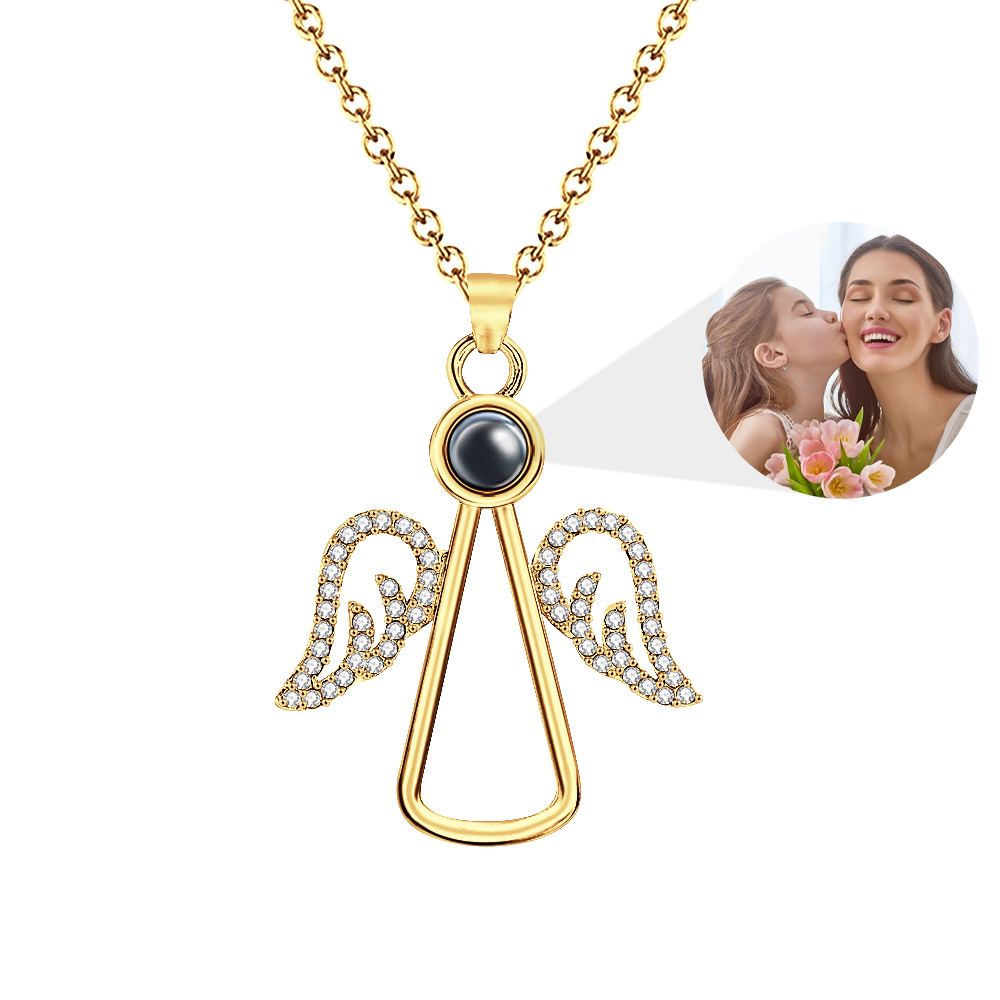 Angel Photo Necklace Personalised Projection Necklace Mother's Day Gifts - soufeelau