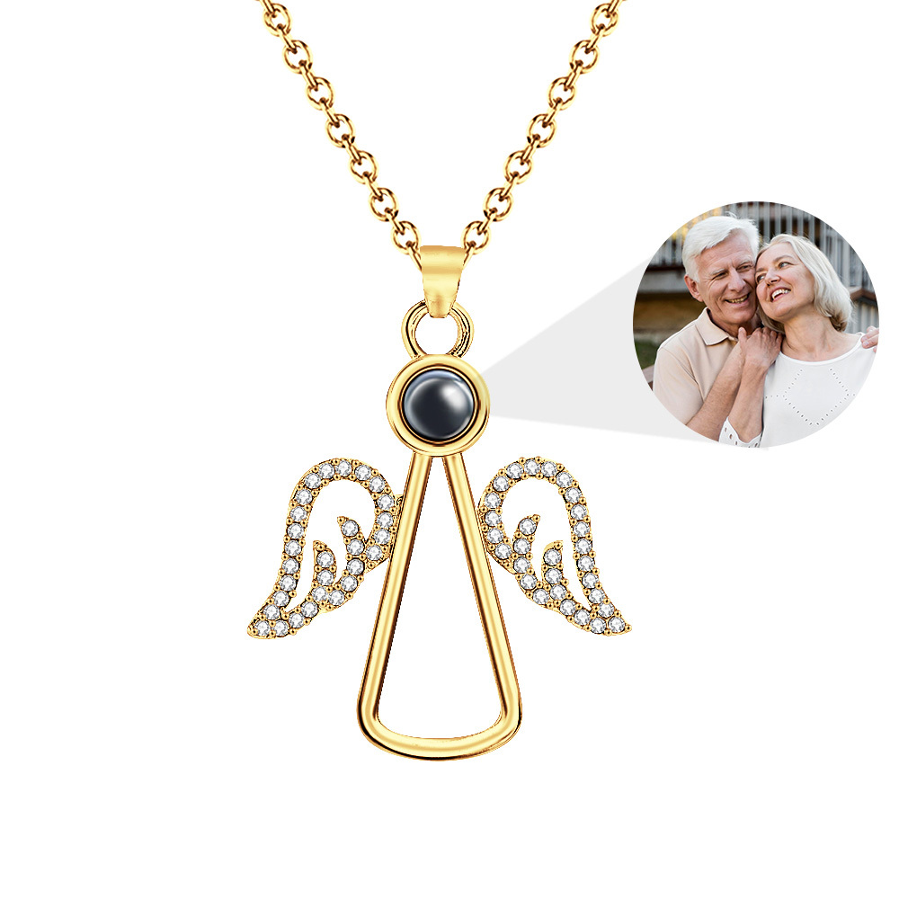 Angel Photo Necklace Personalized Projection Necklace Christmas Gifts - soufeelau