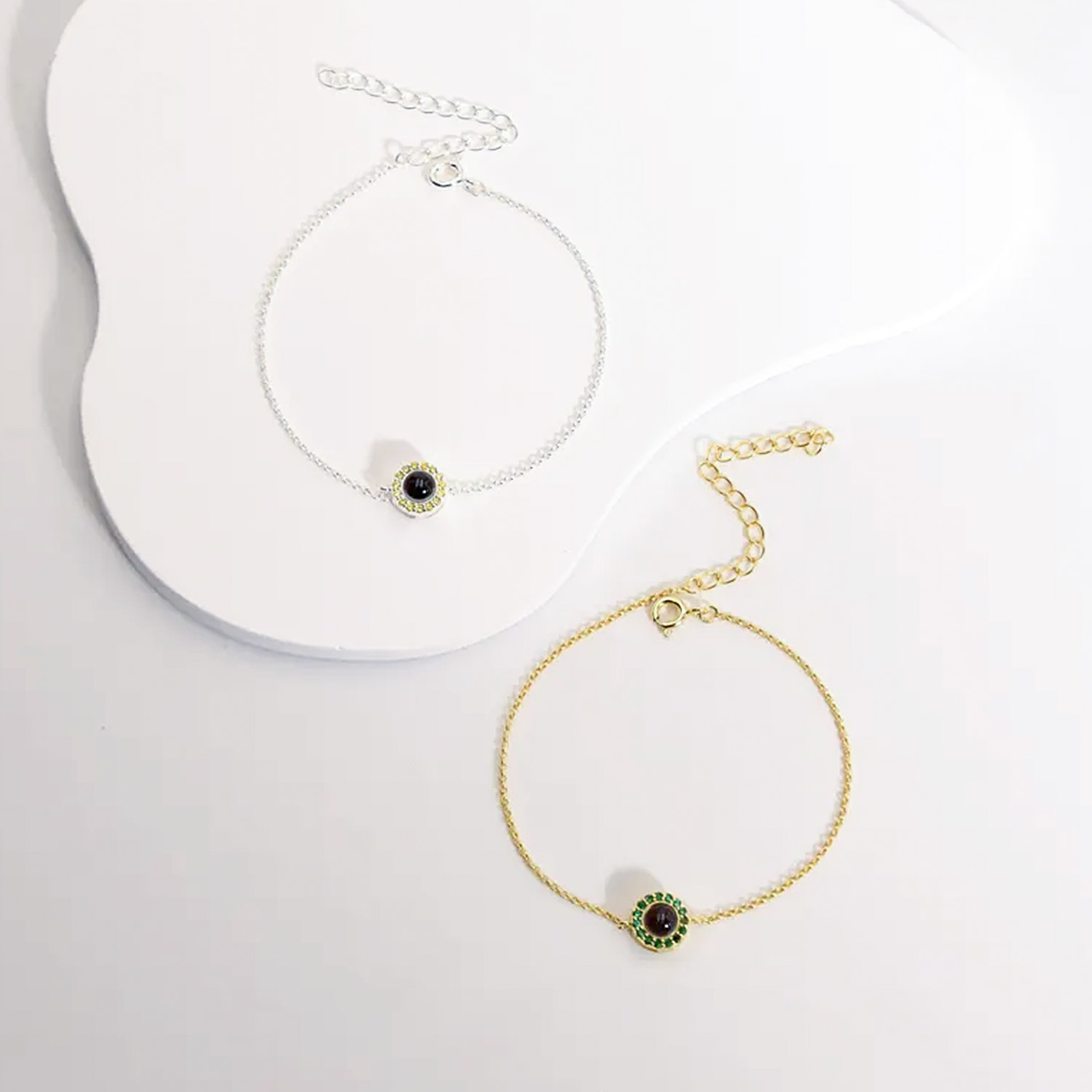 Personalized Photo Projection Bracelet with Birthstone Photo Memorial Bracelet Bubble Bracelet Picture Inside Bracelet Best Friend Gift - soufeelau