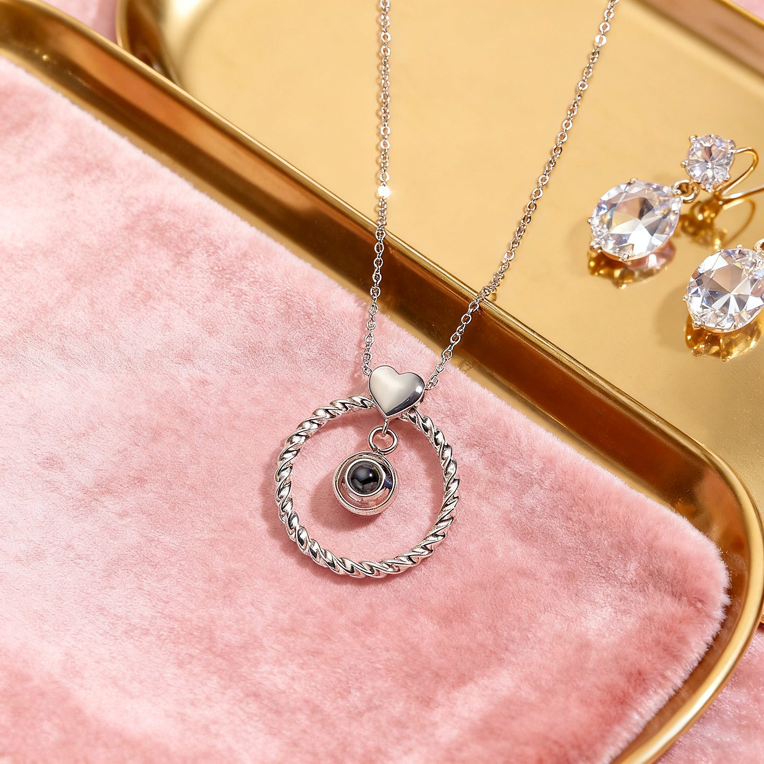 Custom Photo Projection Necklace Memorial Picture Jewelry Pet Family Photo Necklace Wedding Birthday Graduation Gift for Her - soufeelau