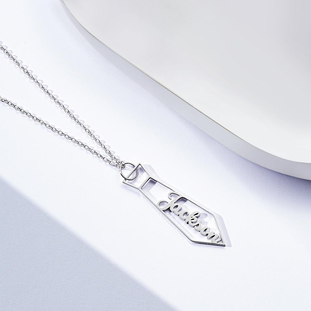 Custom Name Necklace Tie Creative Metal Gifts for Dad - soufeelau